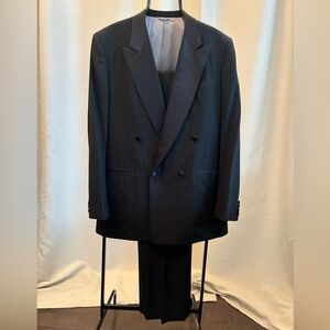 Stylish black Neiman Marcus Tuxedo with suspenders